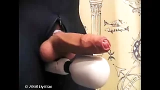 Vibrator tied to dick