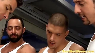 Butch robust hunks close by orgy