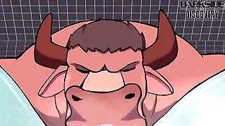 Bull giving a blowjob anent a serpent